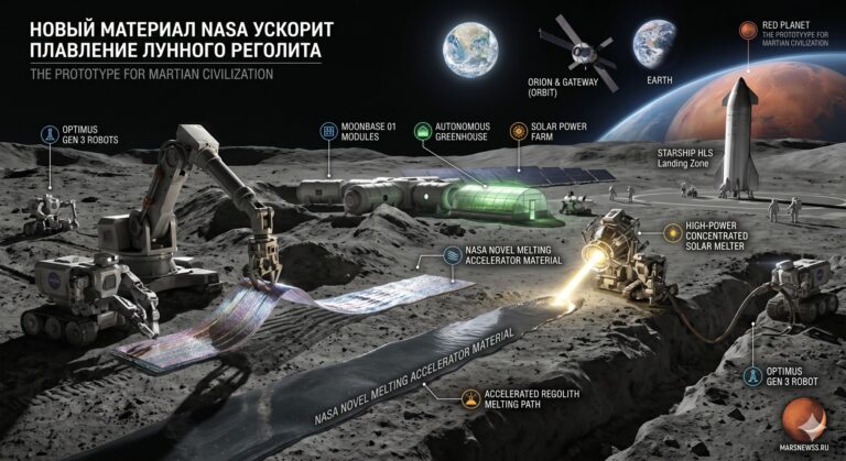 NASA плавление реголита
