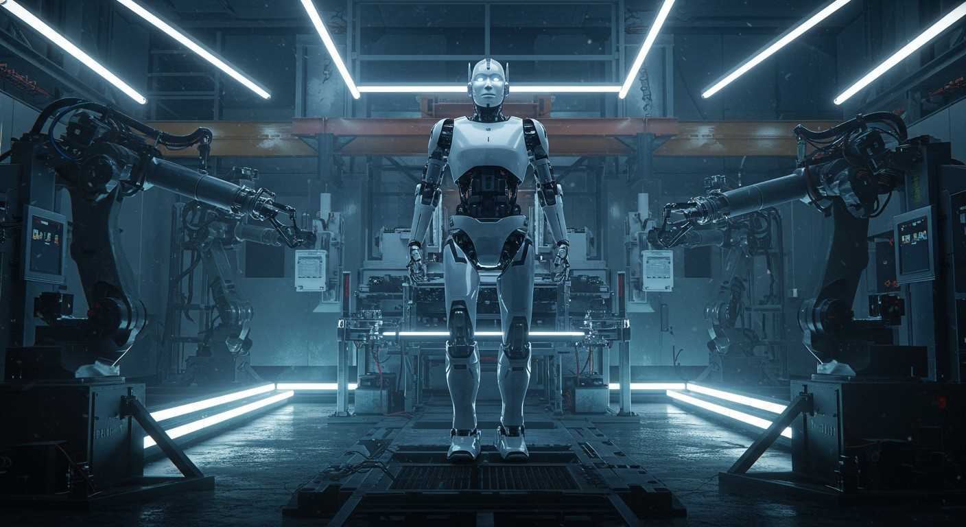 Прототип робота Optimus на производственной линии Tesla, демонстрирующий готовность к масштабированию.